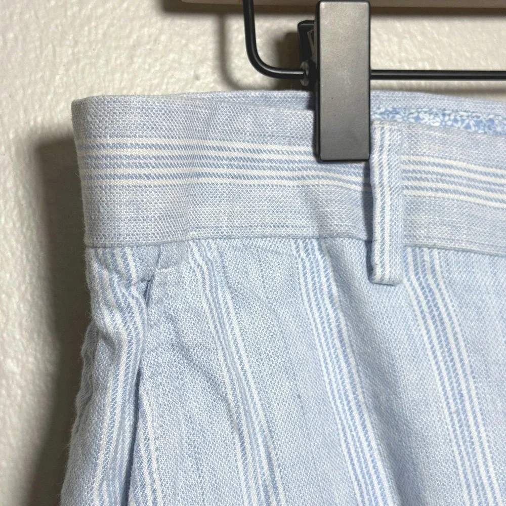 Murano Baird McNutt Irish Linen Pants Mens 34x32 Blue White Striped Alex Fit